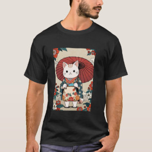 Vintage Cat Art Ukiyo-e Cute Geisha Cat Japanese R T-Shirt