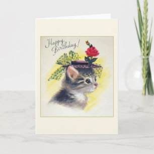 Vintage Cat Birthday Greeting Card