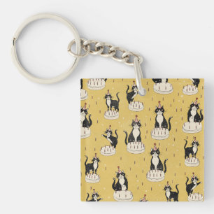 Vintage Cat Birthday Keychain