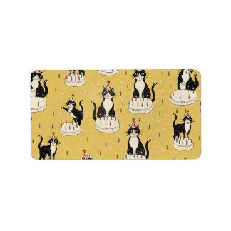 Vintage Cat Birthday Label