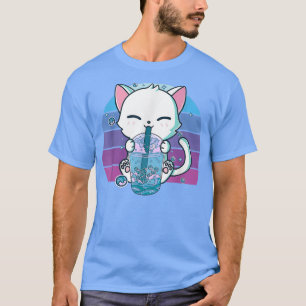 Vintage Cat Boba Tea Bubble Tea Anime Kawaii Neko  T-Shirt