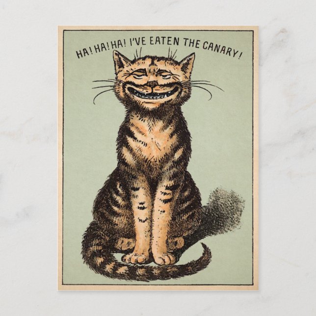 Vintage Cat Canary Postcard (Front)