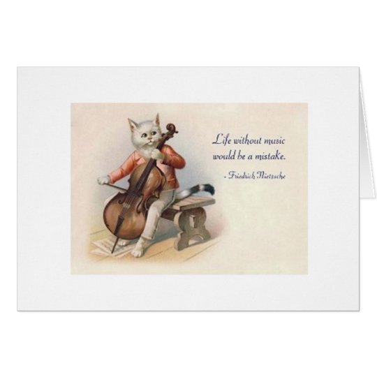 Vintage Cat Cellist Nietzsche Orchestra Note Card