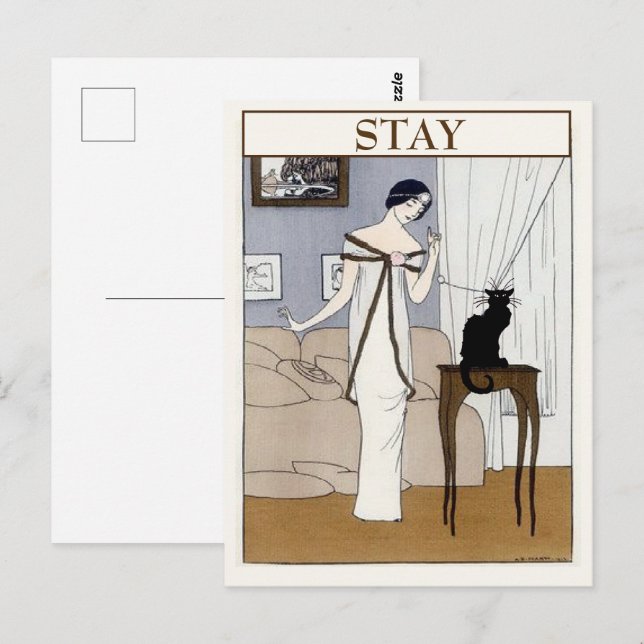 Vintage CAT,  change text Postcard (Front/Back)