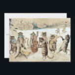 Vintage Cat Christmas Carol Louis Wain Art Invitation<br><div class="desc">Carol Singing,  watercolor art by Louis William Wain. 
Vintage Winter Scene - Anthropomorphized Cats Playing instruments On Snow</div>