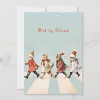 Vintage Cat Christmas Greeting Card