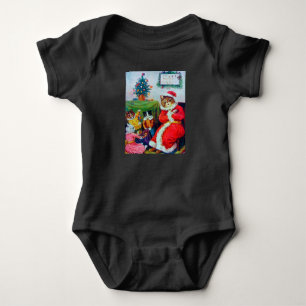 Vintage Cat Christmas, Louis Wain Baby Bodysuit