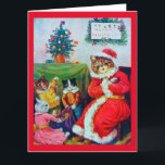 Vintage Cat Christmas, Louis Wain Card<br><div class="desc">Louis Wain (5 August 1860 – 4 July 1939) was an English artiste known for his drawings,  which consistently featured anthropomorphised large-eyed cats and kittens. In his later years he may have suffered from schizophrenia (although this claim is disputed),  which,  according to some psychiatrists,  can be seen in his works. Quote:Wikipedia</div>