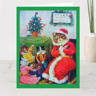 Vintage Cat Christmas, Louis Wain Card