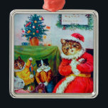 Vintage Cat Christmas, Louis Wain Metal Ornament<br><div class="desc">Louis Wain (5 August 1860 – 4 July 1939) was an English artiste known for his drawings,  which consistently featured anthropomorphised large-eyed cats and kittens. In his later years he may have suffered from schizophrenia (although this claim is disputed),  which,  according to some psychiatrists,  can be seen in his works. Quote:Wikipedia</div>