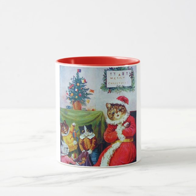 Vintage Cat Christmas, Louis Wain Mug (Center)