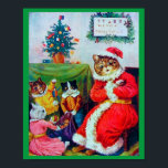 Vintage Cat Christmas, Louis Wain Poster<br><div class="desc">Louis Wain (5 August 1860 – 4 July 1939) was an English artiste known for his drawings,  which consistently featured anthropomorphised large-eyed cats and kittens. In his later years he may have suffered from schizophrenia (although this claim is disputed),  which,  according to some psychiatrists,  can be seen in his works. Quote:Wikipedia</div>