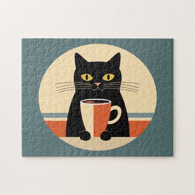 Vintage Cat & Coffee Jigsaw Puzzle (Horizontal)