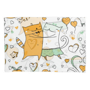 Vintage cat couple: seamless icons. pillowcase