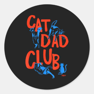 Vintage Cat Dad Club Life Is Better With Cats Funn Classic Round Sticker