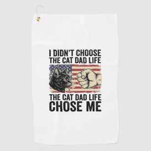 Vintage Cat Dad Life Patriotic Vector Shirt Design Golf Towel