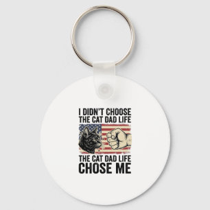 Vintage Cat Dad Life Patriotic Vector Shirt Design Keychain