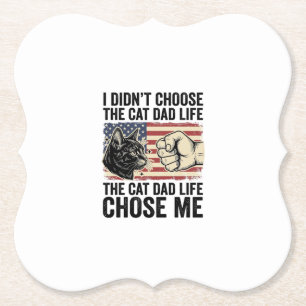 Vintage Cat Dad Life Patriotic Vector Shirt Design Paper Coaster