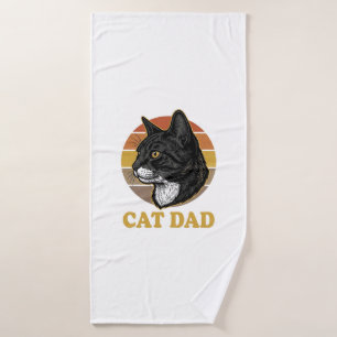Vintage Cat Dad Retro Cat Lover Shirt Design_1 Bath Towel