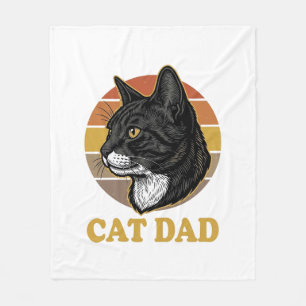 Vintage Cat Dad Retro Cat Lover Shirt Design_1 Fleece Blanket