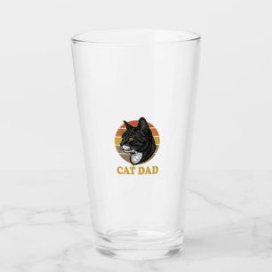 Vintage Cat Dad Retro Cat Lover Shirt Design_1 Glass