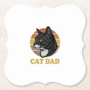 Vintage Cat Dad Retro Cat Lover Shirt Design_1 Paper Coaster