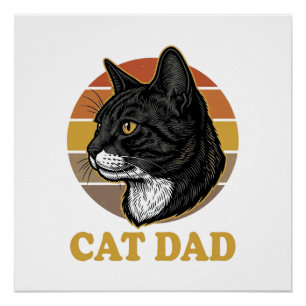 Vintage Cat Dad Retro Cat Lover Shirt Design_1 Poster