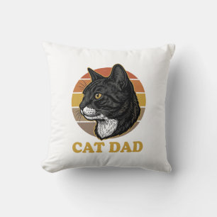 Vintage Cat Dad Retro Cat Lover Shirt Design_1 Throw Pillow