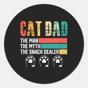Vintage Cat Dad The Man The Myth Snack Dealer Fath Classic Round Sticker
