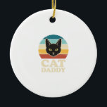Vintage Cat Daddy Black Cat Retro Sunset Shirt Des Ceramic Ornament<br><div class="desc">Vintage Cat Daddy Black Cat Retro Sunset Shirt Design_1</div>