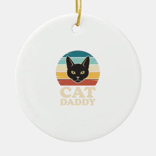 Vintage Cat Daddy Black Cat Retro Sunset Shirt Des Ceramic Ornament