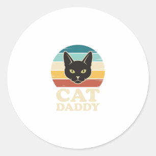 Vintage Cat Daddy Black Cat Retro Sunset Shirt Des Classic Round Sticker