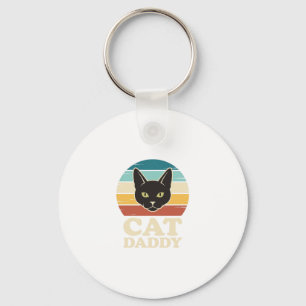 Vintage Cat Daddy Black Cat Retro Sunset Shirt Des Keychain