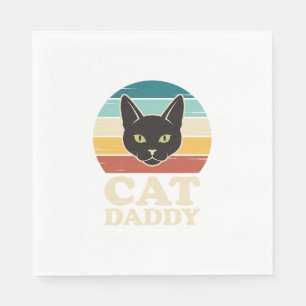 Vintage Cat Daddy Black Cat Retro Sunset Shirt Des Napkin