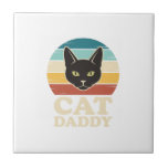 Vintage Cat Daddy Black Cat Retro Sunset Shirt Des Tile<br><div class="desc">Vintage Cat Daddy Black Cat Retro Sunset Shirt Design_1</div>