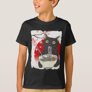 Vintage Cat Eating Ramen Funny Japanese Cat Noodle T-Shirt