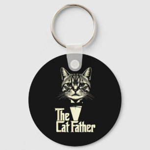 Vintage cat father dad life cat dad happy father's keychain