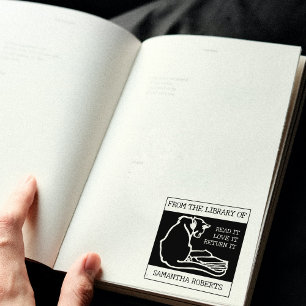 Vintage Cat From The Library Of Rubber Stamp