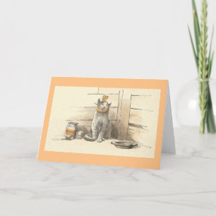 Vintage Cat Get Well Note Card