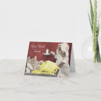 Vintage Cat Get Well Soon Greeting Card