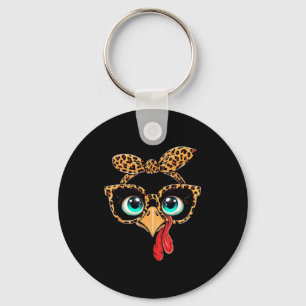 Vintage Cat Gift Store Leopard Print Thanksgiving  Keychain