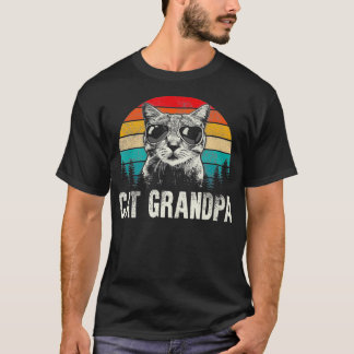Vintage Cat Grandpa Retro Cool Cat Dad Fathers T-Shirt
