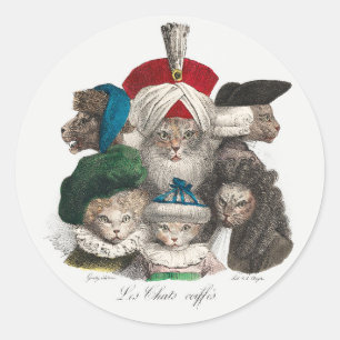 Vintage Cat History Ancestors Historical Funny Cat Classic Round Sticker