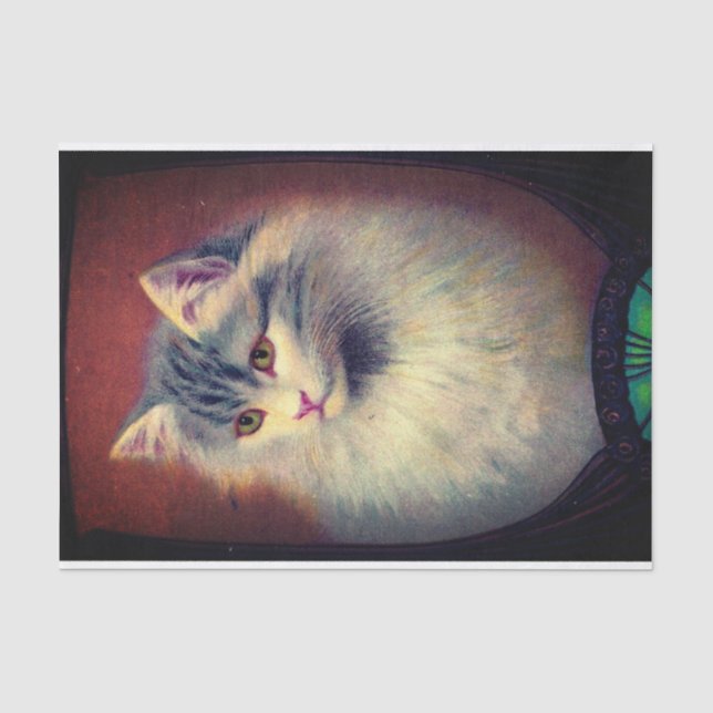 Vintage cat illustration art nouveau elegant tissue paper (Front)