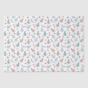 Vintage Cat in Floral Garden in White Tissue Paper