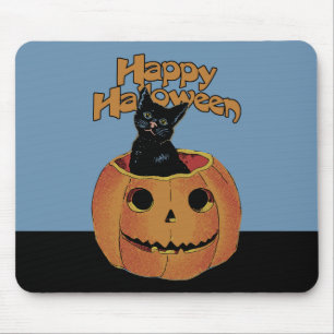 Vintage Cat in Jack'o'Lantern Mouse Pad