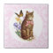 Vintage Cat Iris Flowers and Butterfly