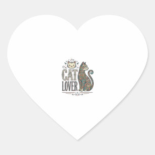 Vintage Cat Lover Engraving Style Graphic Shirt_1 Heart Sticker