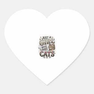 Vintage Cat Lover Girl Typography Design_1 Heart Sticker