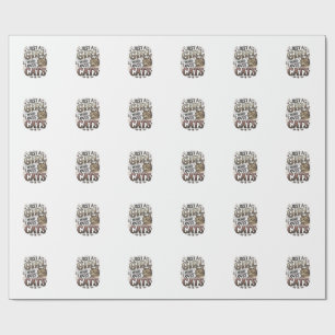 Vintage Cat Lover Girl Typography Design_1 Wrapping Paper